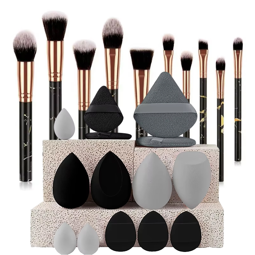 Beauty Makeup Artist - 10 szt. marmurkowych pędzli do makijażu