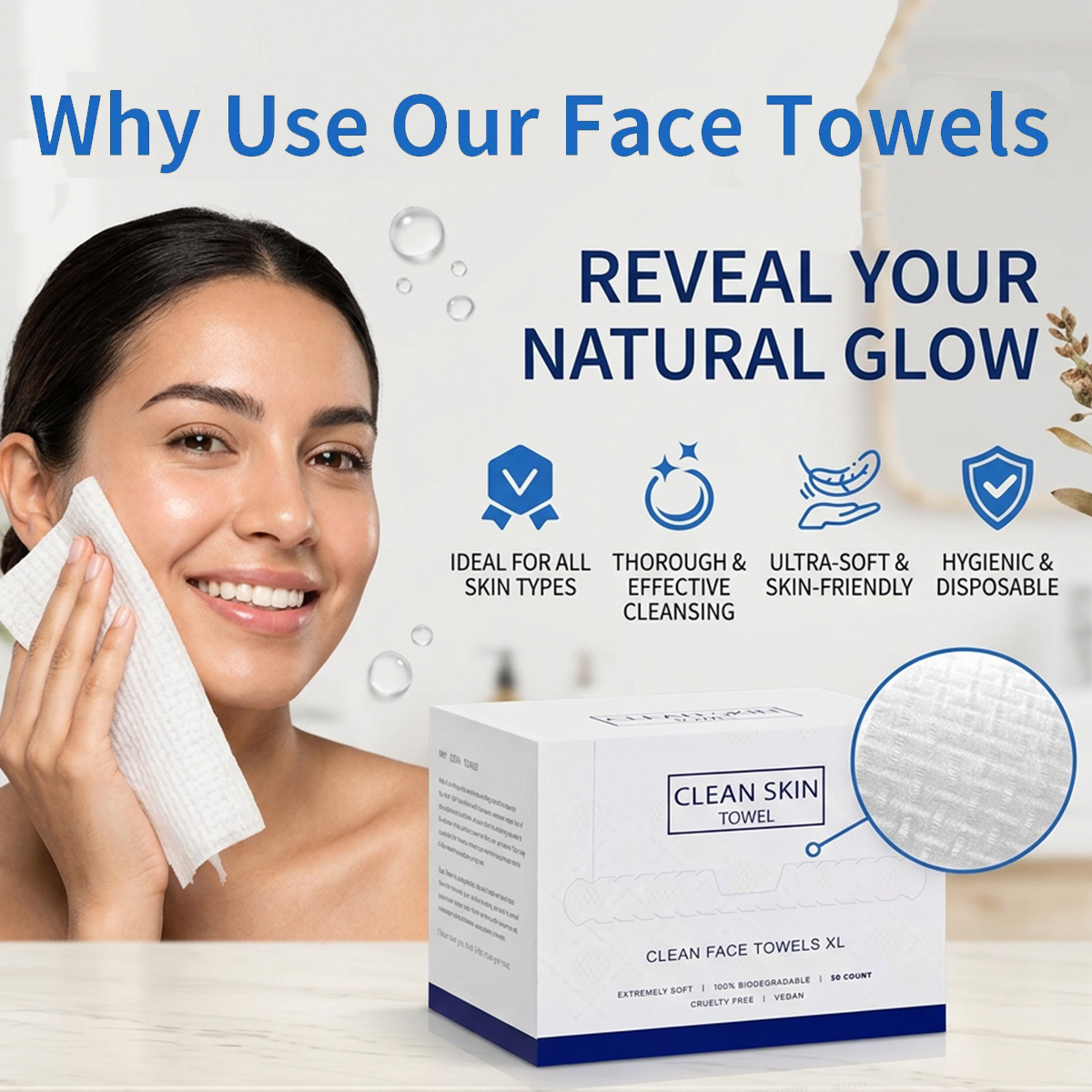 Kiss Beauty Makeup Remover - 50 szt./pudełko Jednorazowe ręczniki do twarzy
